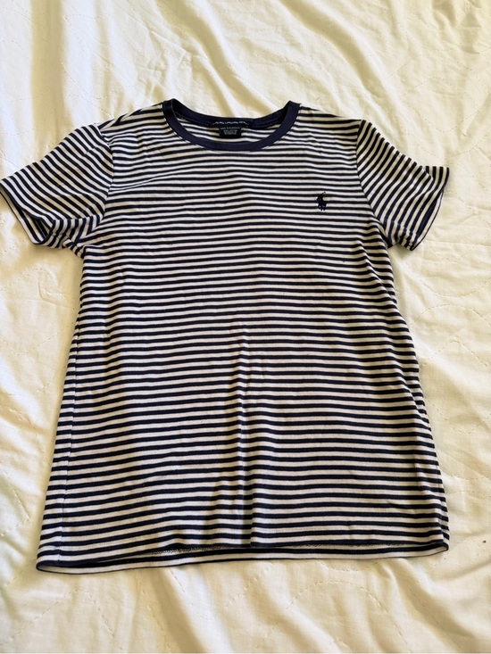 Ralph Lauren Tops - Ralph Lauren Navy and White Striped Short-Sleeve Crewneck